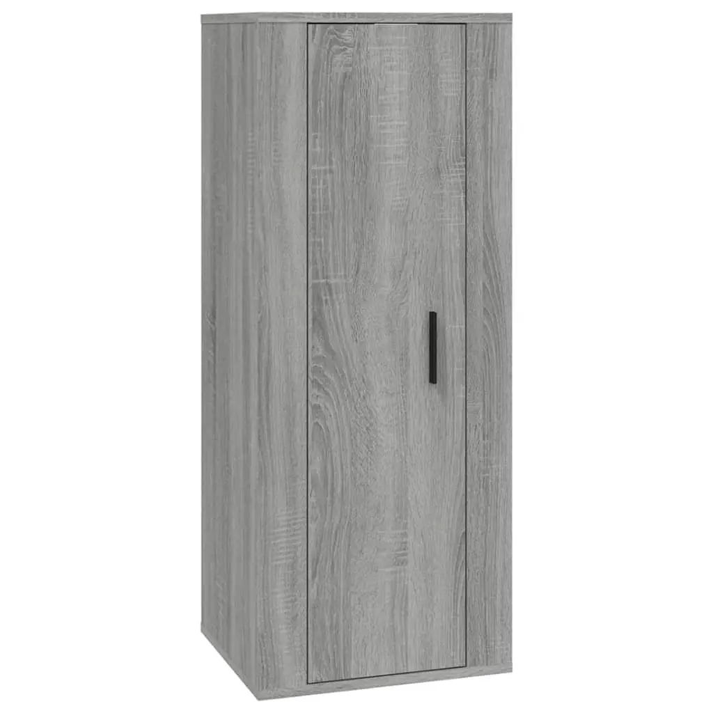 TV Cabinet Set Wall-Mounted Grey Media Storage Unit Engineered Wood 2 Piece