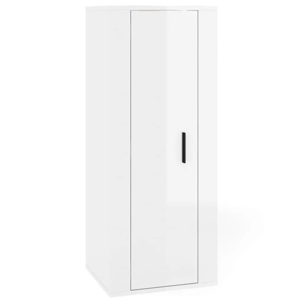 TV Cabinet Set Wall-Mounted High Gloss White Media Storage Unit Engineered Wood