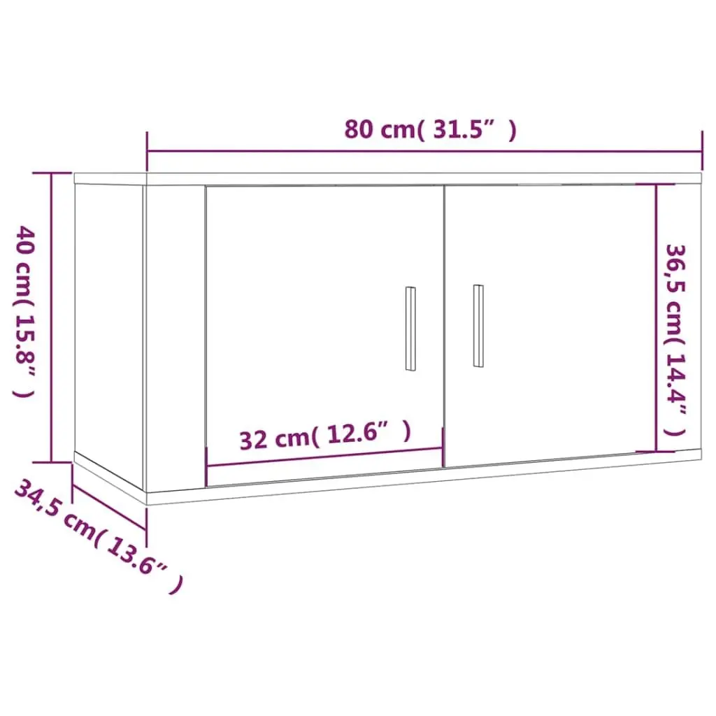 TV Cabinet Set Wall-Mounted High Gloss White Media Storage Unit Engineered Wood