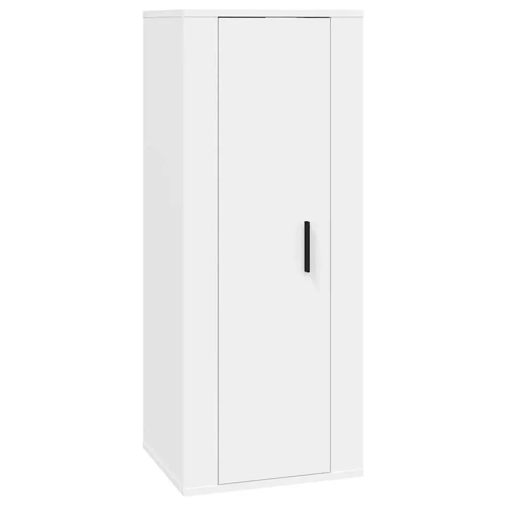 TV Cabinet Set Wall-Mounted 2 Piece White Engineered Wood Media Storage Unit