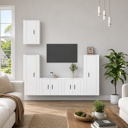 Friendly 5 Piece White TV Cabinet Set - Wall Mounted