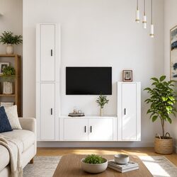 Friendly 4-Piece White Wall-Mounted Media Cabinet