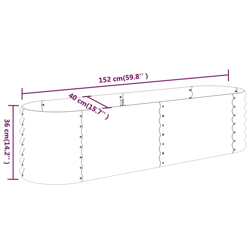 Raised Bed Planter Box Galvanised Steel Outdoor Anthracite 152x40x36cm