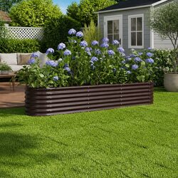Raised Garden Bed Planter Box Outdoor Vegetables Flowers Herbs Brown 224x40x36cm