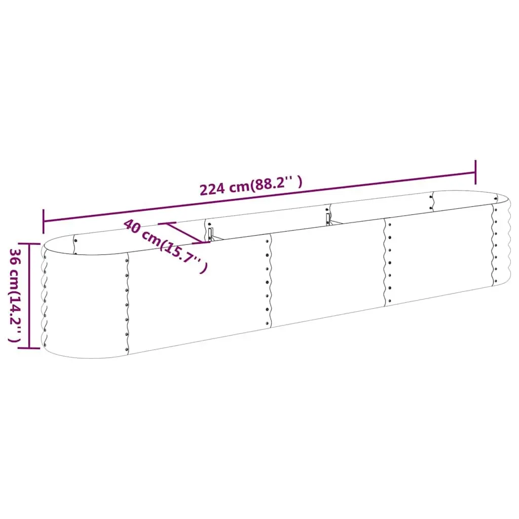 Raised Garden Bed Anthracite Steel Frame 224 x 40 x 36 cm