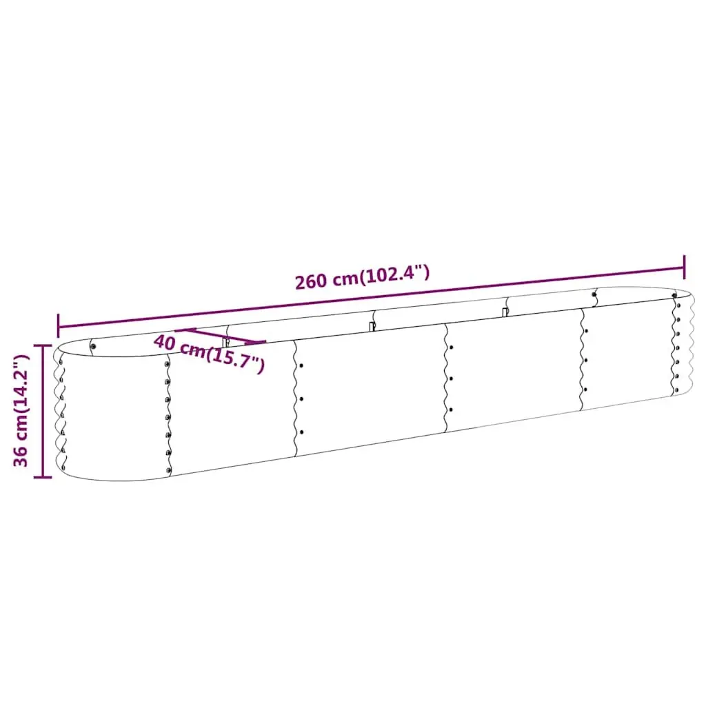 Grey Raised Bed Planter Box 260x40x36cm