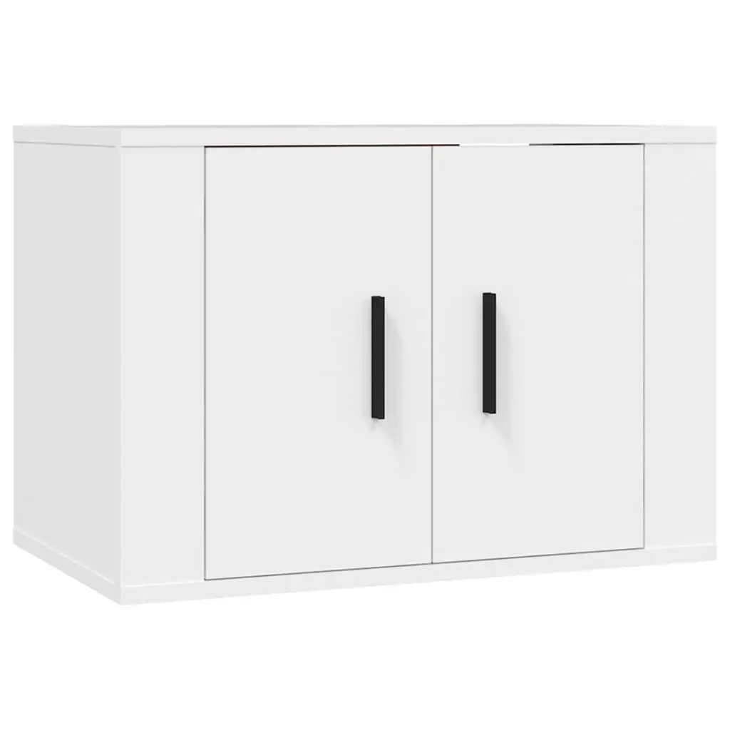 5 Piece Wall Mounted TV Cabinet Set Engineered Wood Storage Unit White