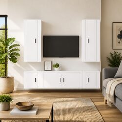 Your Friendly 5 Piece White TV Cabinet Set for Easy Living