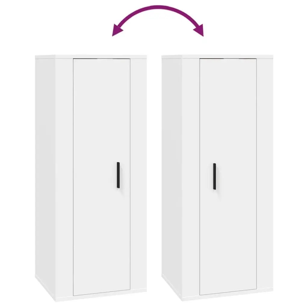 5 Piece Wall Mounted TV Cabinet Set Engineered Wood Storage Unit White