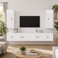 Friendly and Approachable 6-Piece Wall-Mounted TV Cabinet Set