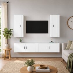 Friendly 4-Piece Wall-Mounted Media Unit in White