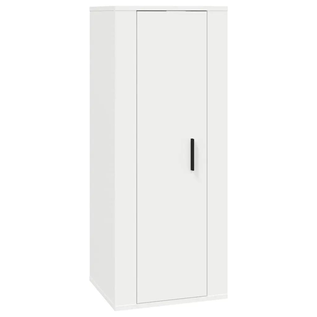 White Wall-Mounted TV Cabinet Set 8 Piece Engineered Wood Media Storage Units