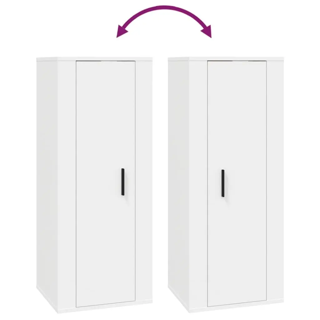 TV Cabinet Set Wall-Mounted 6 Piece White Engineered Wood Units