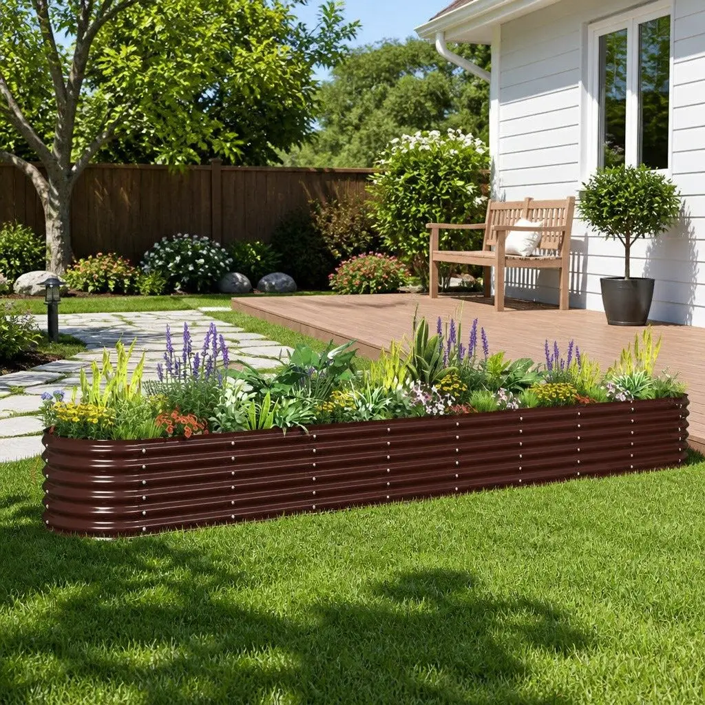 Garden Raised Bed Planter Box Sturdy Galvanised Steel Frame 332 x 40 x 36 cm