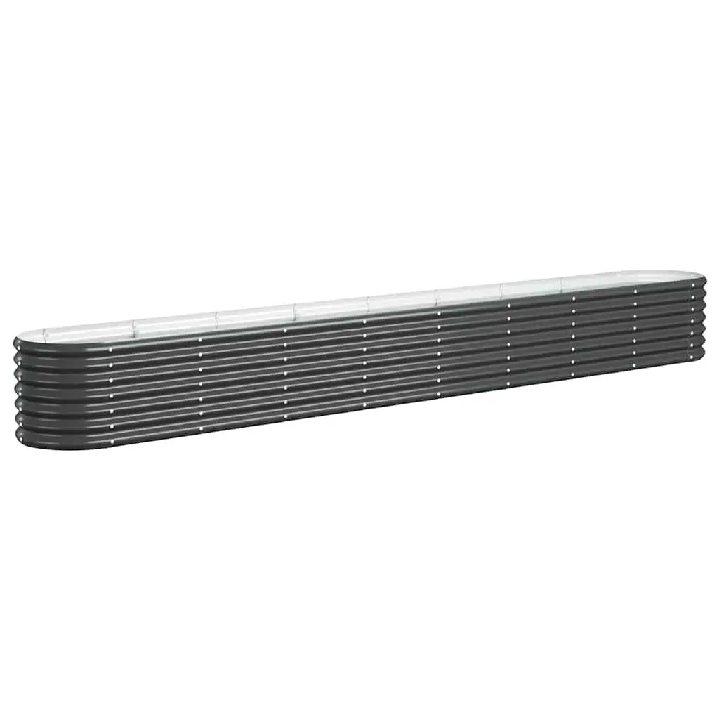Raised Garden Bed Planter Box Anthracite Galvanised Steel 332x40x36cm Outdoor