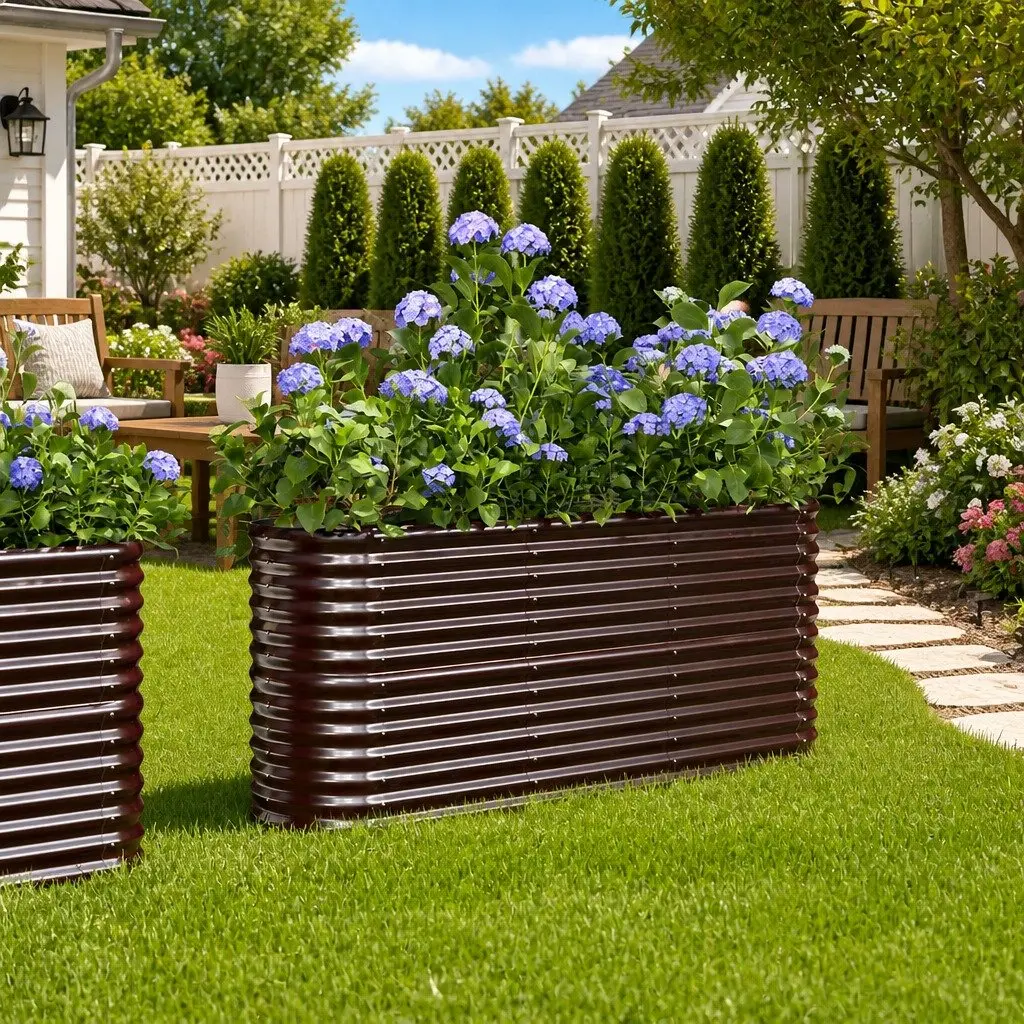 Galvanised Steel Raised Garden Bed Sturdy Construction 152 x 40 x 68 cm