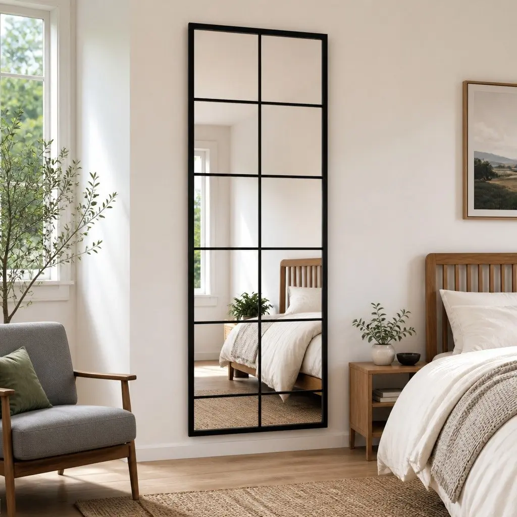 Wall Mirrors Black Metal Frame 100x40 cm 2 pcs Decorative Bedroom Bathroom