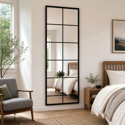 Wall Mirrors 2 pcs Black 100x40 cm Metal Frame Decorative Bedroom Bathroom