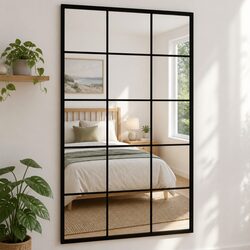 Wall Mirrors 2 pcs Black 100x60 cm Metal Frame Square Mounted Bedroom Hallway