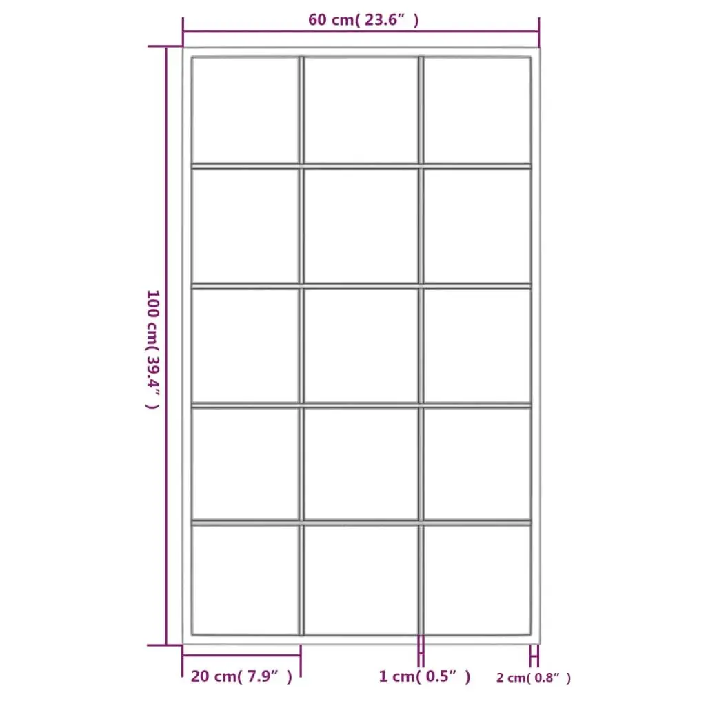 Wall Mirrors Black Metal Frame 100x60 cm 3 Pieces