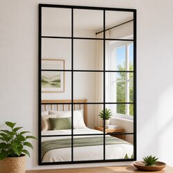 Wall Mirror Black 100x60 cm Set of 4 Pieces Metal Frame Home Decor Bathroom