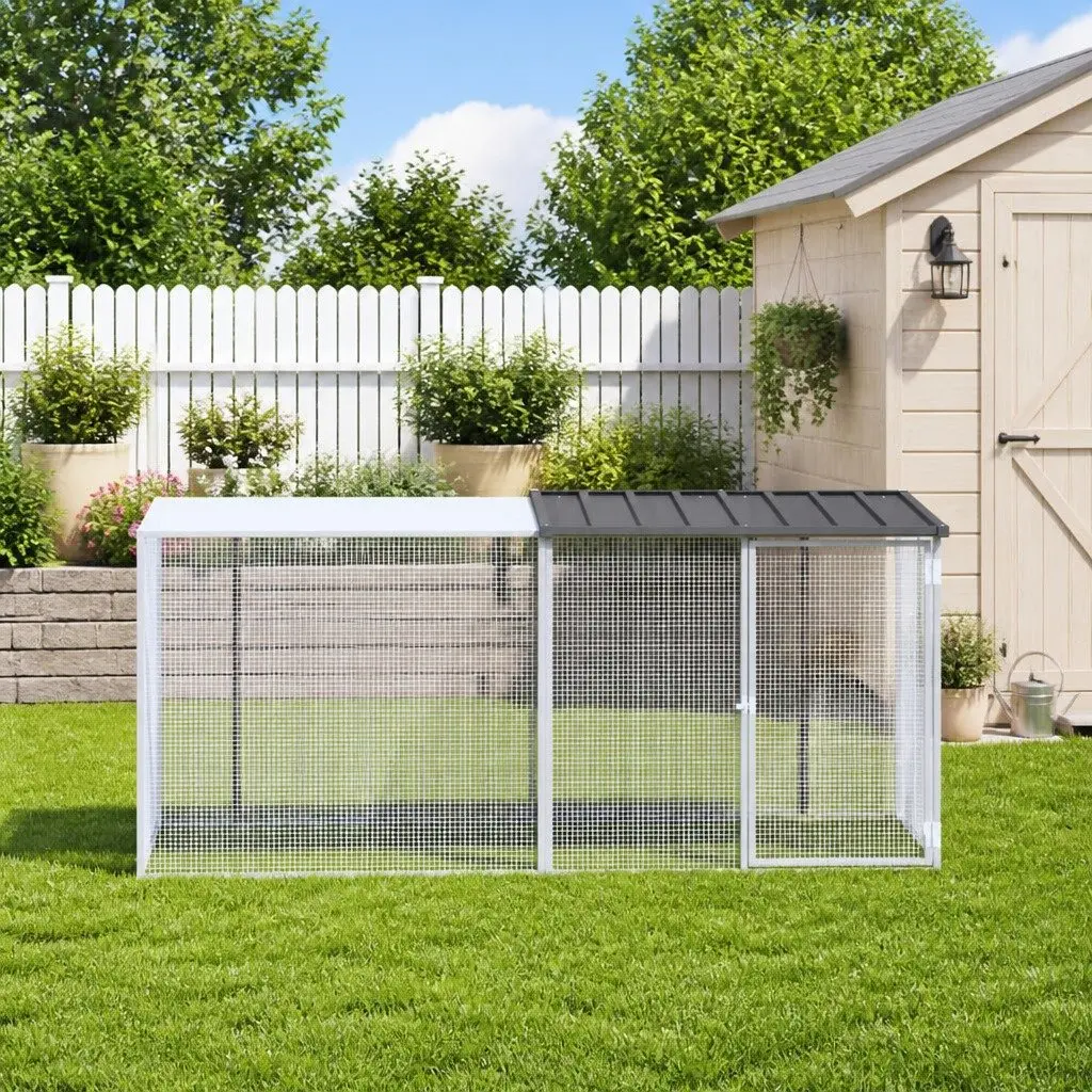 Chicken Cage with Roof Galvanised Steel 203x98x90 cm