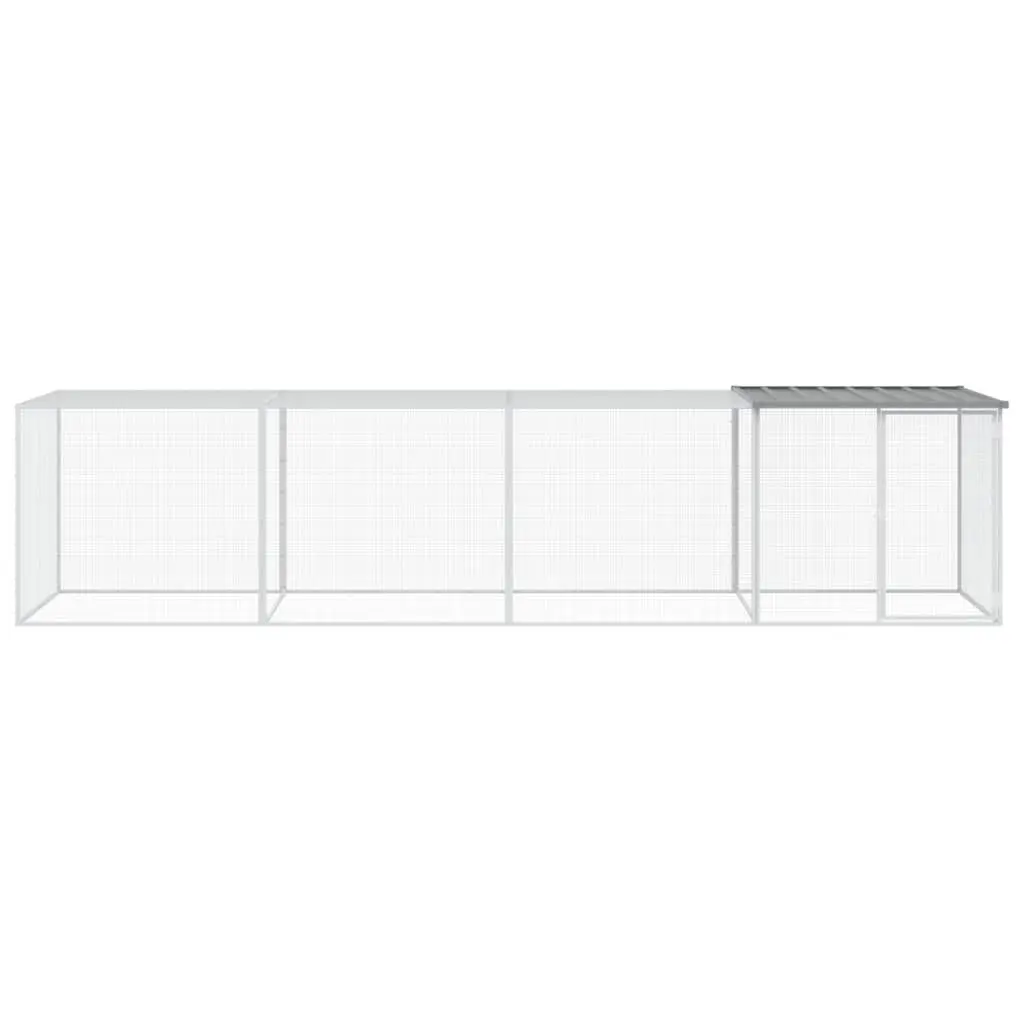 Chicken Cage with Roof Galvanised Steel Grey 403x98x90cm