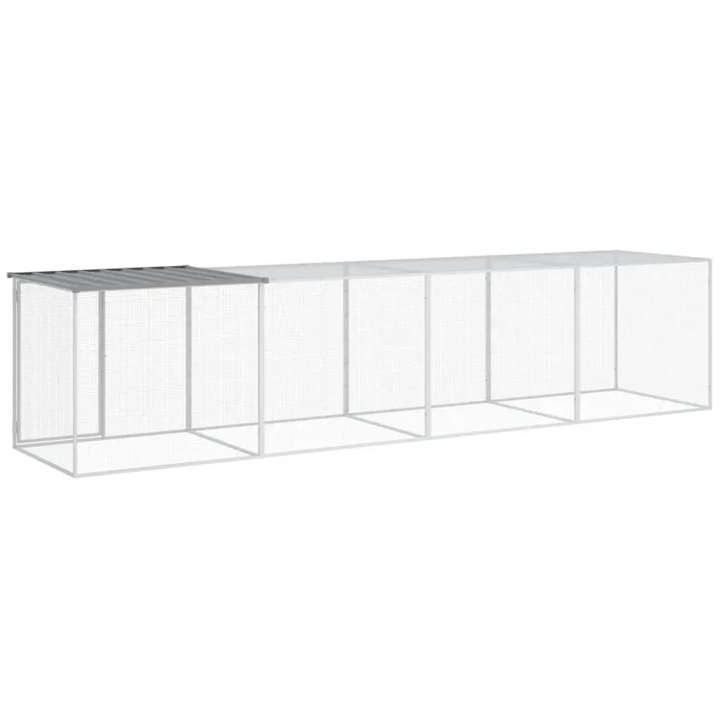 Chicken Cage with Roof Galvanised Steel Grey 403x98x90cm