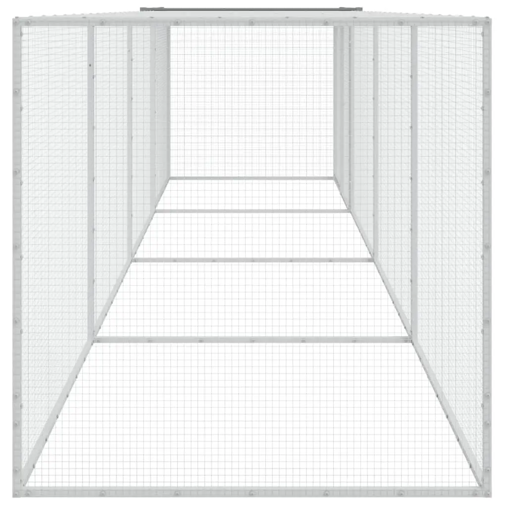 Chicken Cage with Roof Galvanised Steel Grey 403x98x90cm