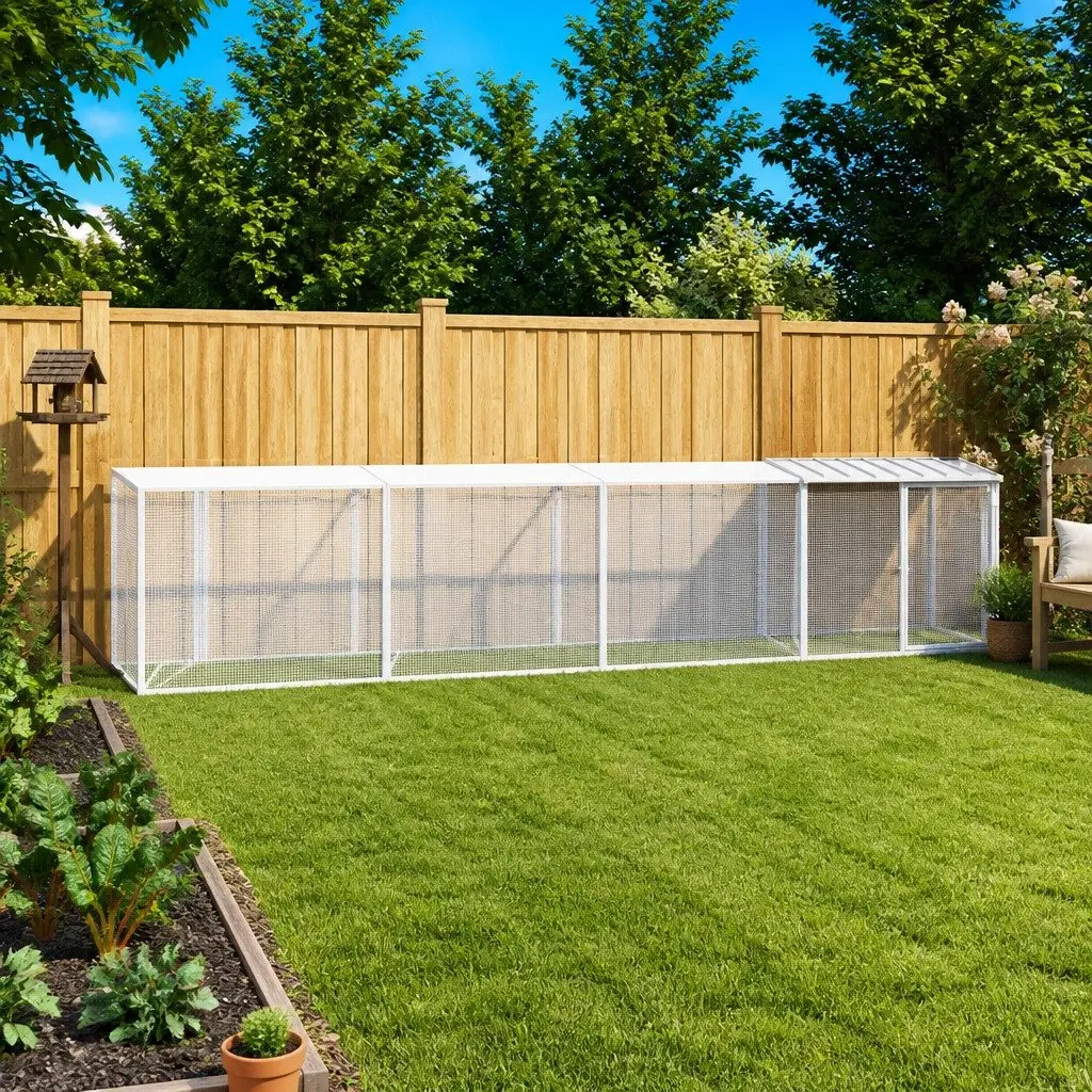 Chicken Cage with Roof Galvanised Steel 803x98x90 cm