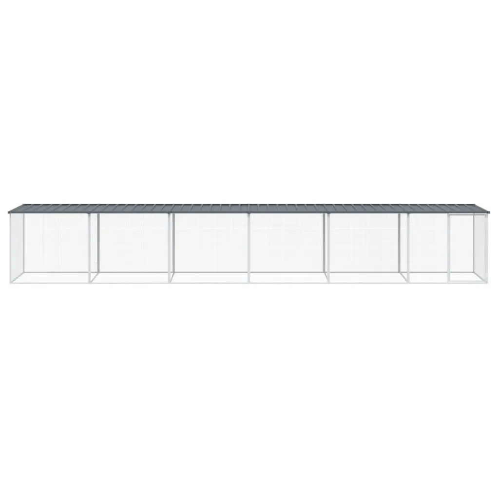 Chicken Cage with Roof Galvanised Steel Anthracite 603x98x90cm