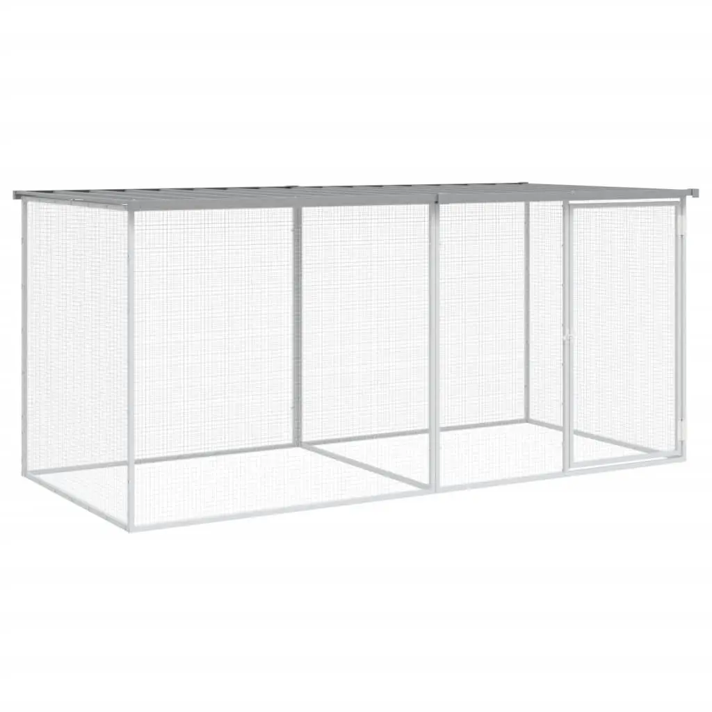 Chicken Cage with Roof Galvanised Steel Outdoor Hen Coop 203x98x90 cm