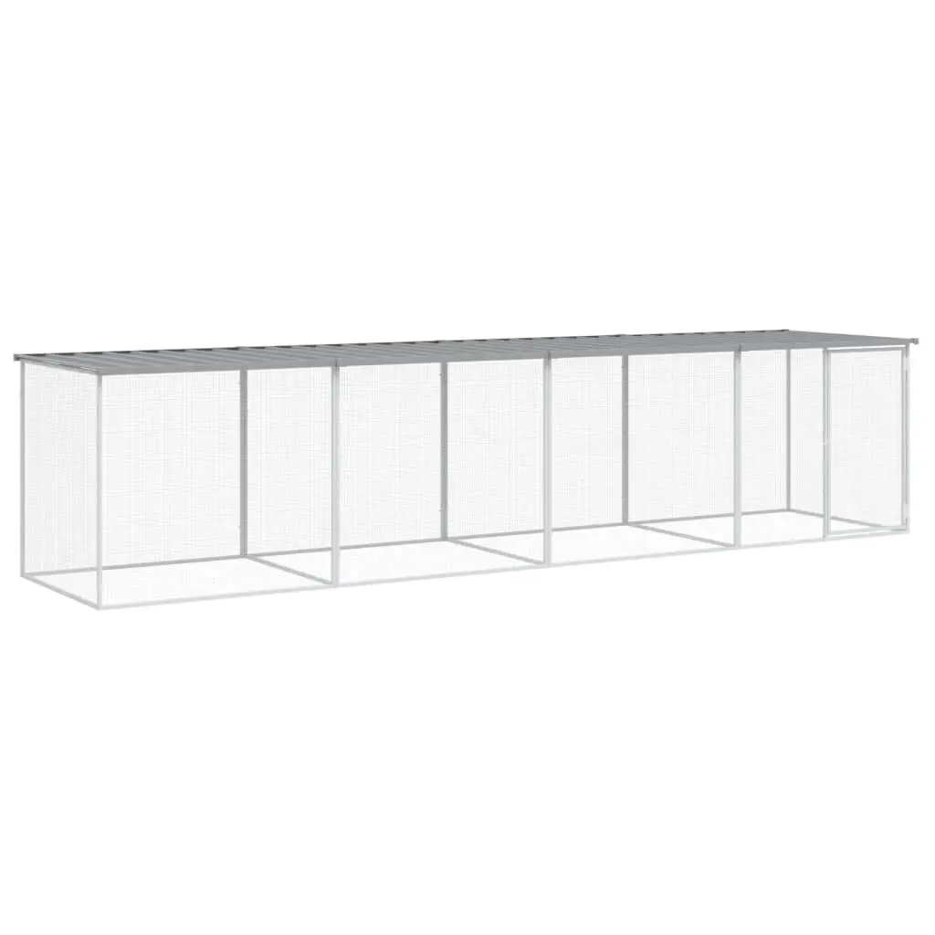 Chicken Cage with Roof Galvanised Steel Grey Large
