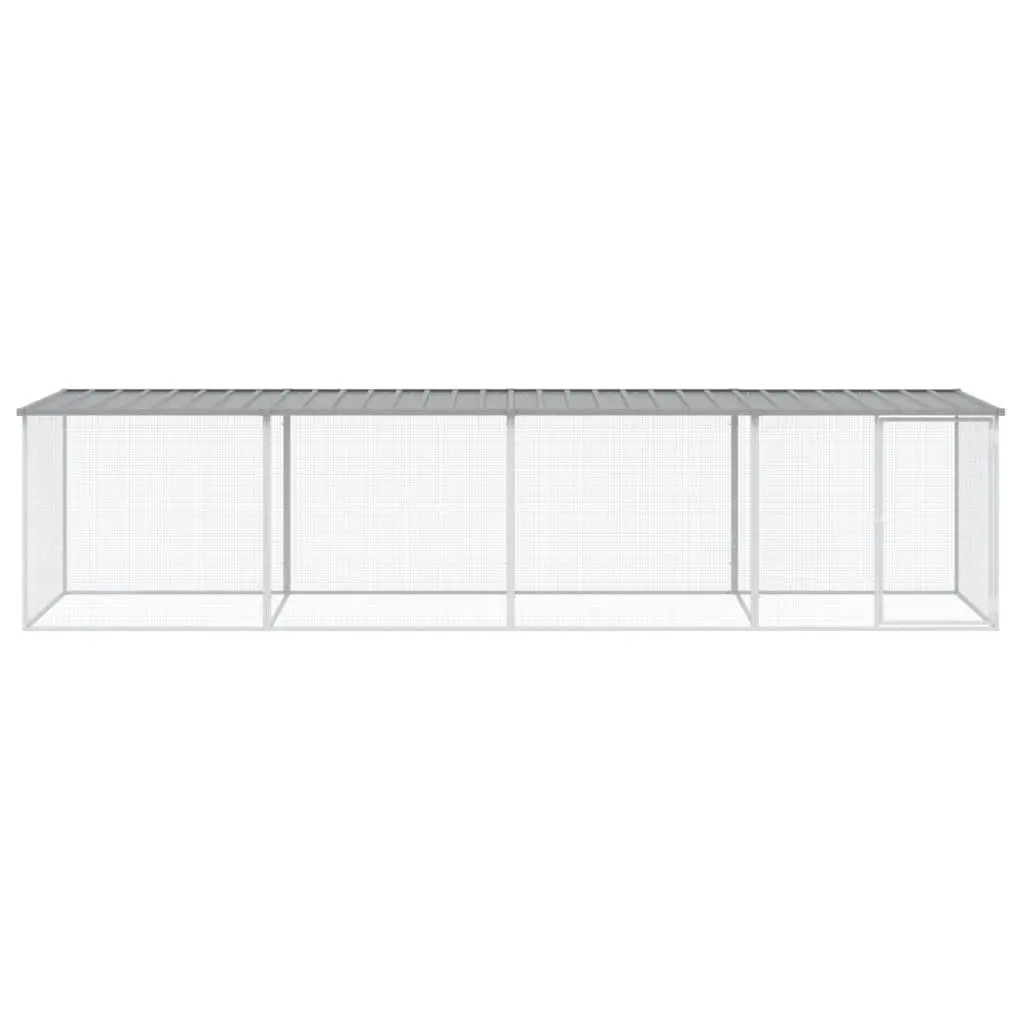 Chicken Cage with Roof Galvanised Steel Grey Large