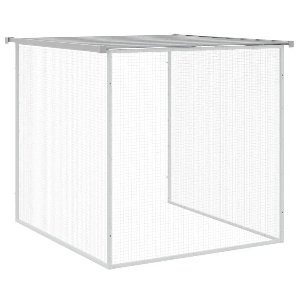 Chicken Cage with Roof Galvanised Steel Grey Large
