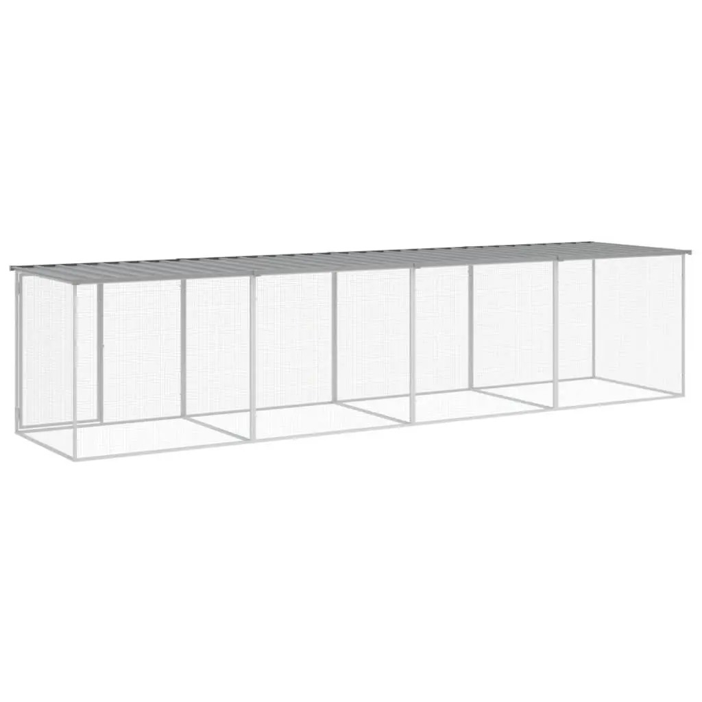 Chicken Cage with Roof Galvanised Steel Grey Large