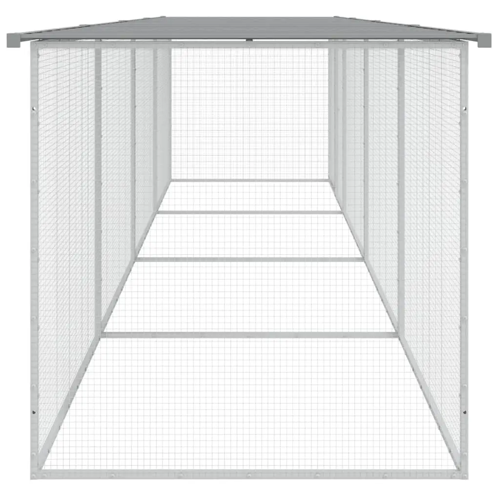 Chicken Cage with Roof Galvanised Steel Grey Large