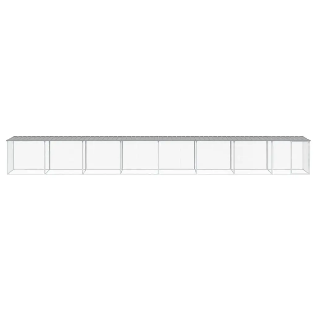 Chicken Cage with Roof Grey Small Animal Pen Coop Galvanised Steel 803x98x90cm