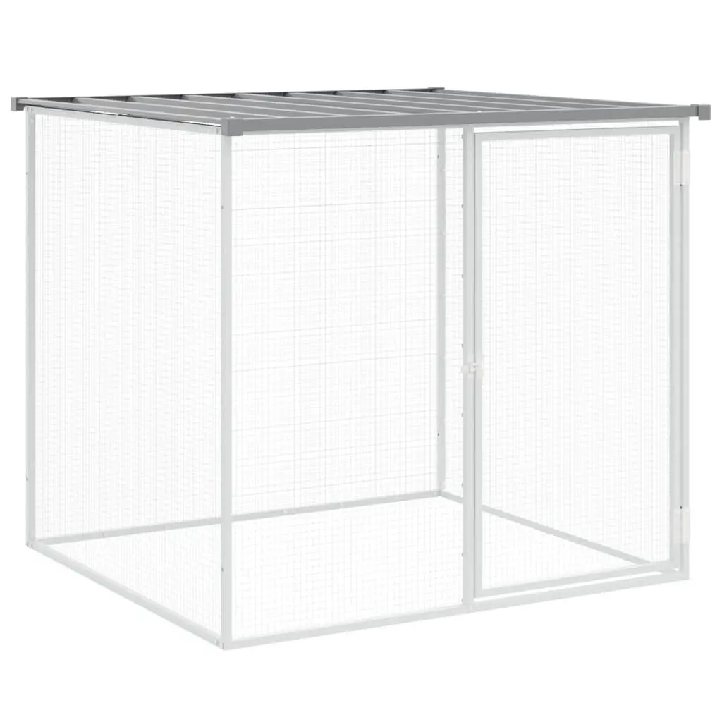 Chicken Cage with Roof Grey Small Animal Pen Coop Galvanised Steel 803x98x90cm