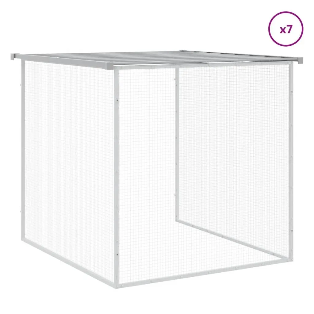 Chicken Cage with Roof Grey Small Animal Pen Coop Galvanised Steel 803x98x90cm