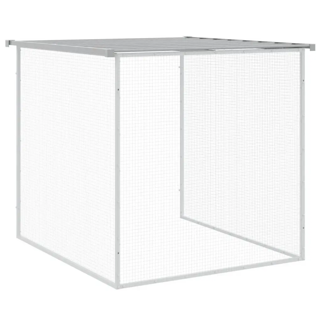 Chicken Cage with Roof Grey Small Animal Pen Coop Galvanised Steel 803x98x90cm