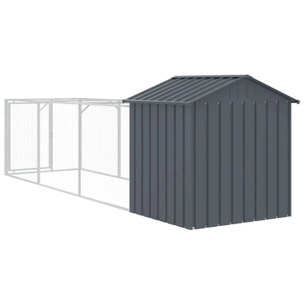 Dog House with Extended Run Galvanised Steel Anthracite 117 x 405 x 123 cm