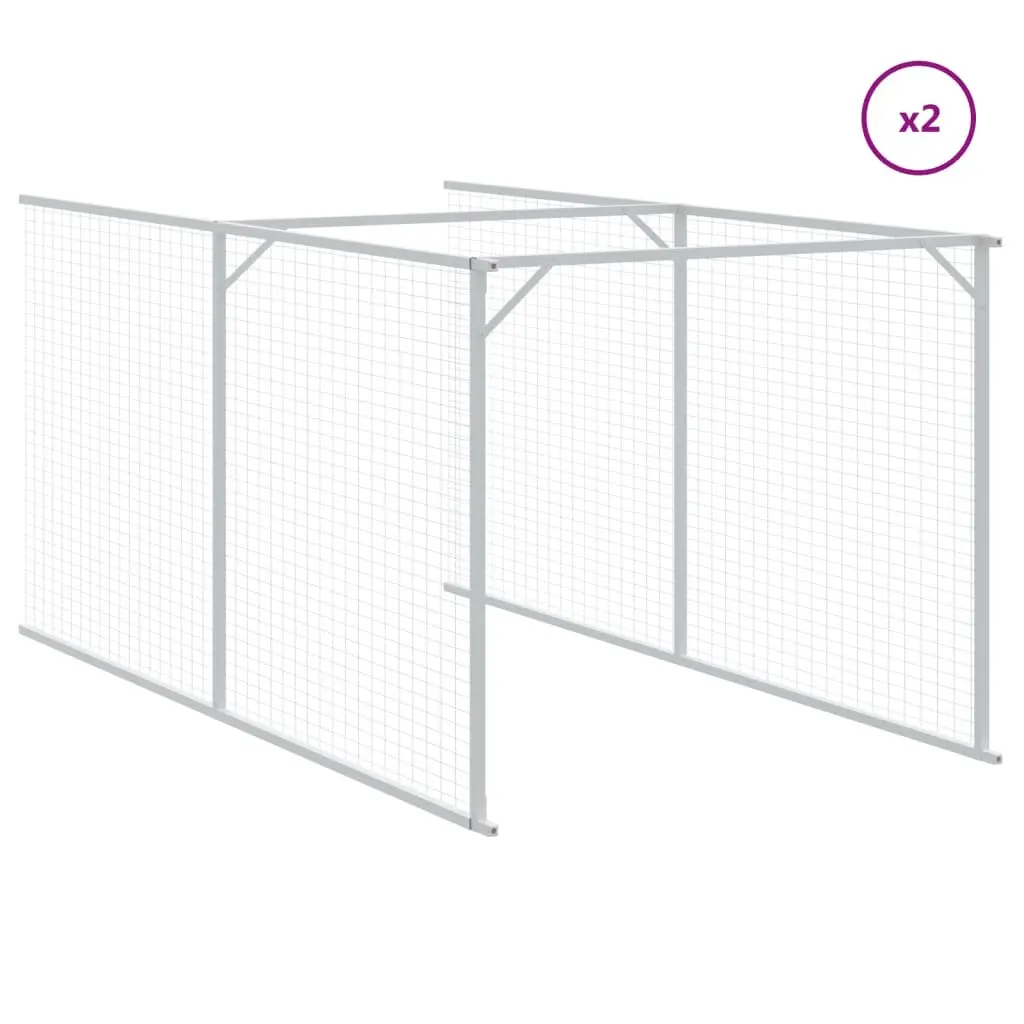 Dog Kennel with Extended Run Galvanised Steel Anthracite 117 x 609 x 123 cm