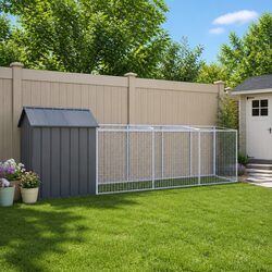 Welcoming Anthracite Dog House with Secure Run