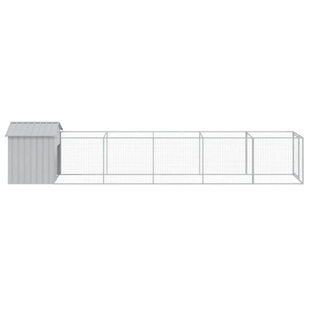 Dog Kennel Extended Run Galvanised Steel Grey Enclosure