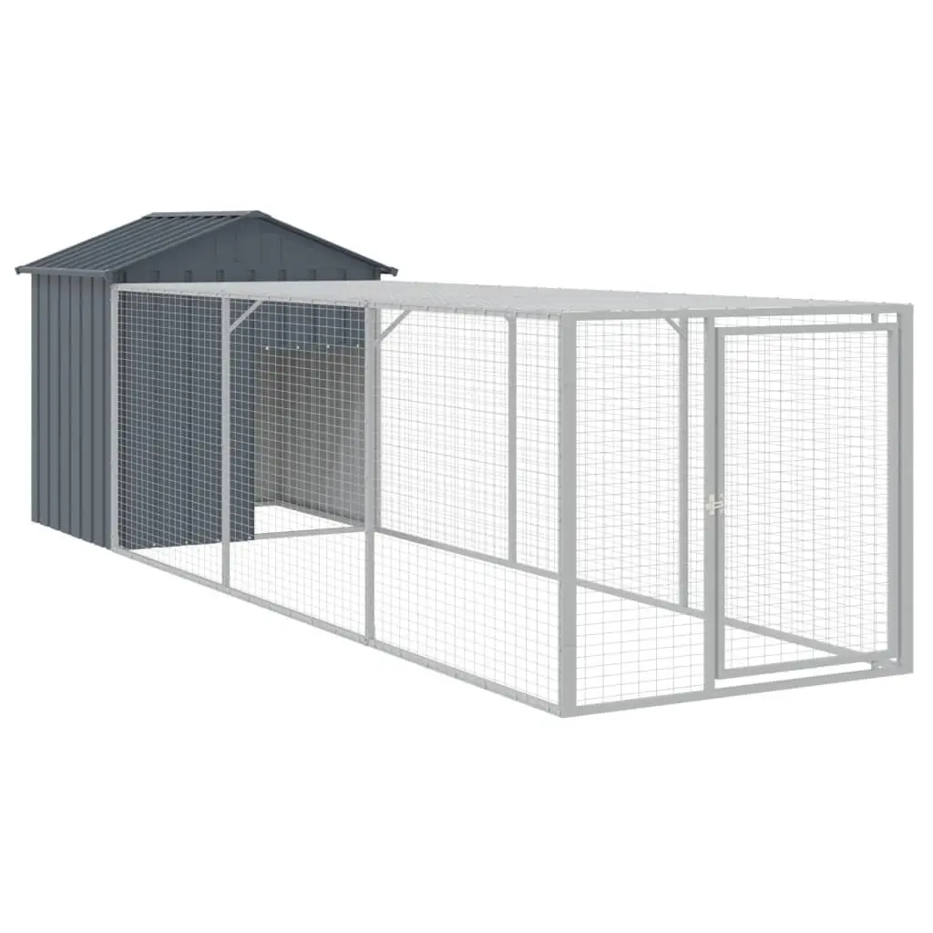 Chicken Cage with Run Galvanised Steel 117x405x123 cm