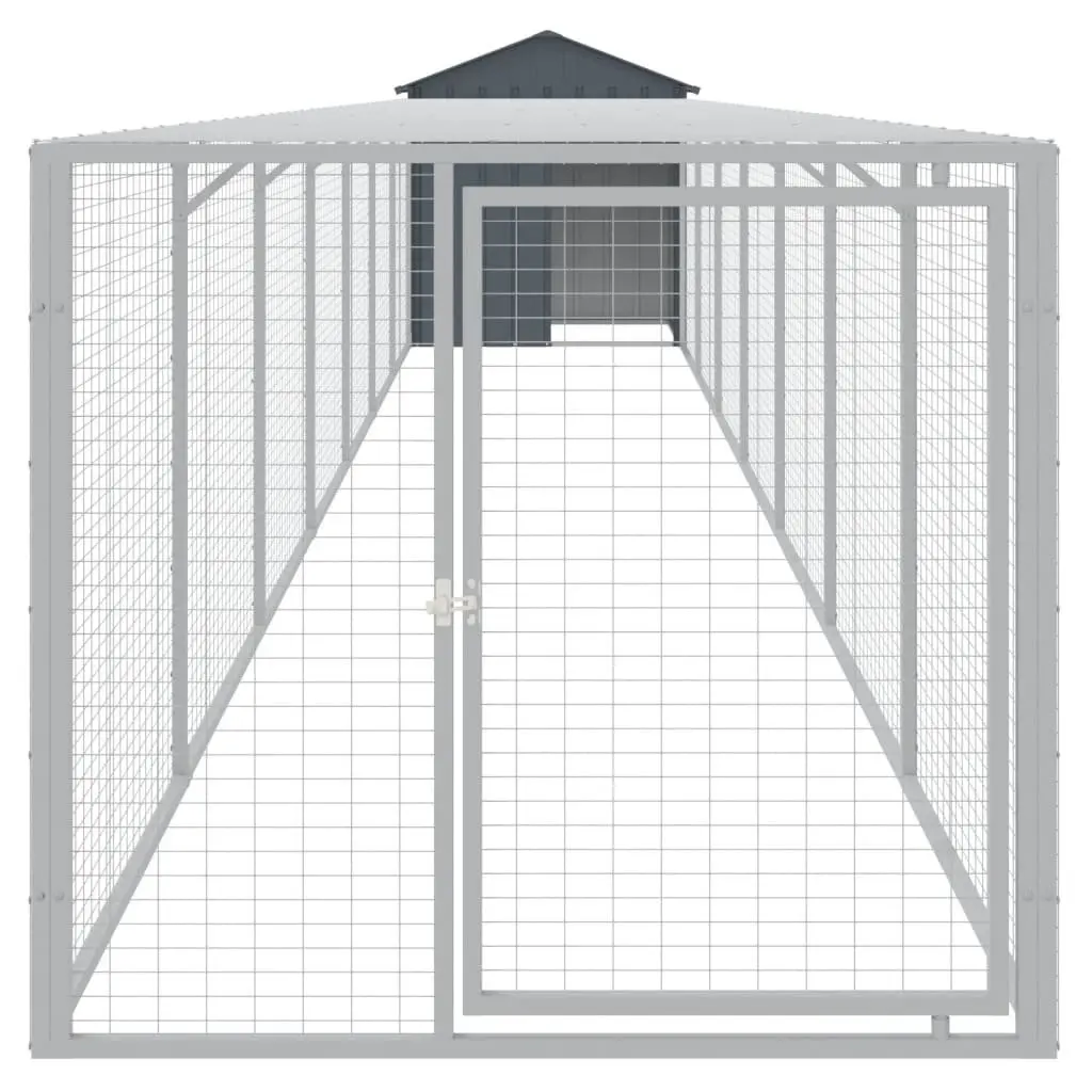 Chicken Cage with Run Galvanised Steel Anthracite 117x813x123cm
