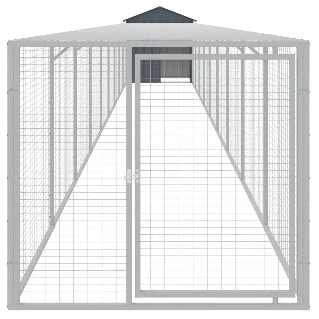 Chicken Coop with Run Durable Galvanised Steel 117x101x123cm Anthracite Small Animal Habitat