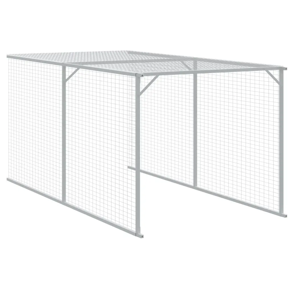 Chicken Cage Small Animal Habitat Light Grey Galvanised Steel with Run