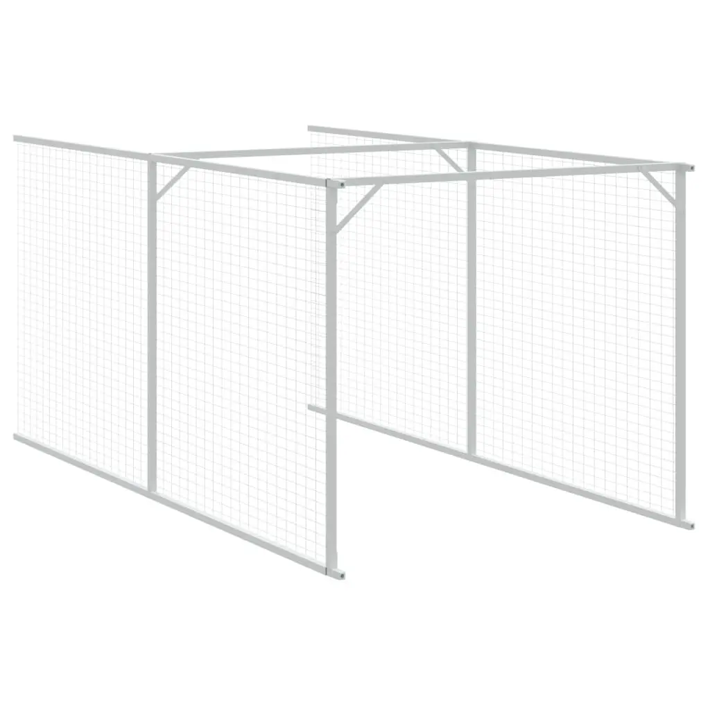 Dog House with Run Galvanised Steel Anthracite Outdoor Pet Kennel Enclosure